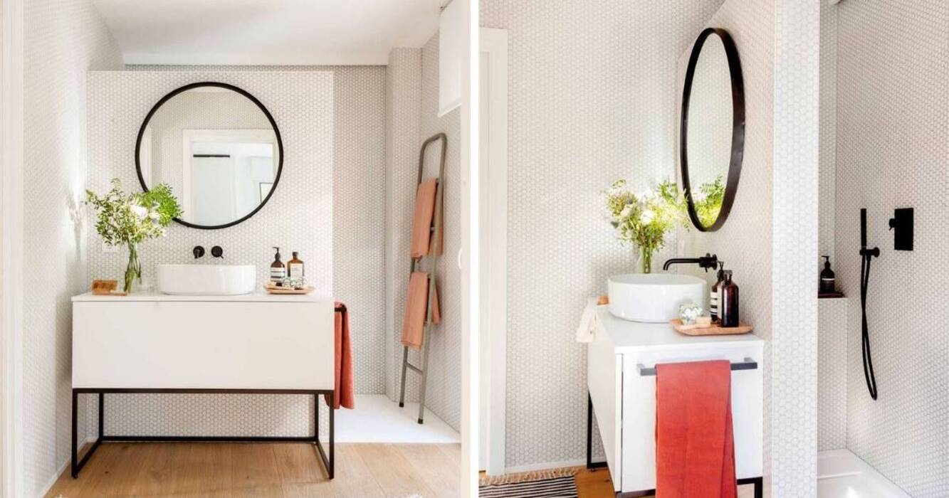 Diseño de un cuarto de baño con una superficie de 7 metros cuadrados. metros