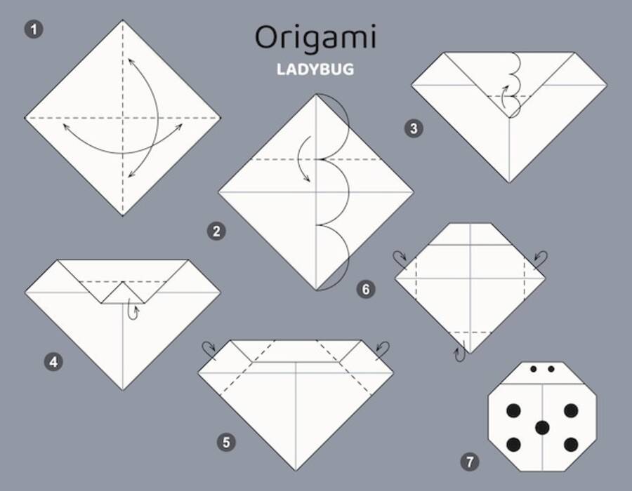 Cómo plegar origami en forma de mariquita?