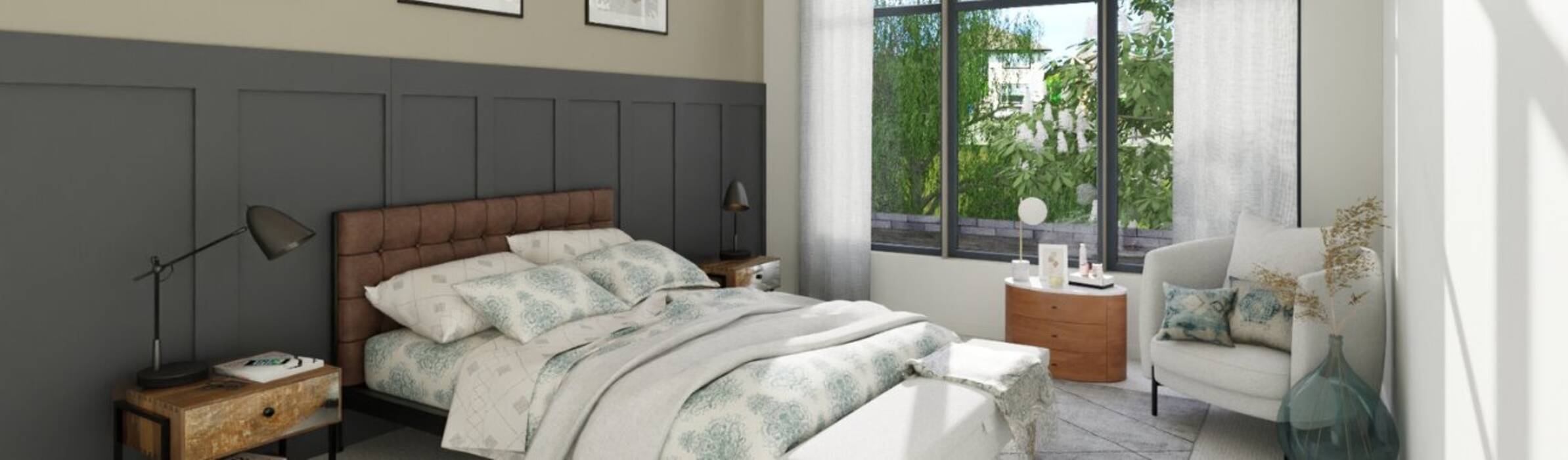 Dormitorio con muebles oscuros: características y opciones de diseño